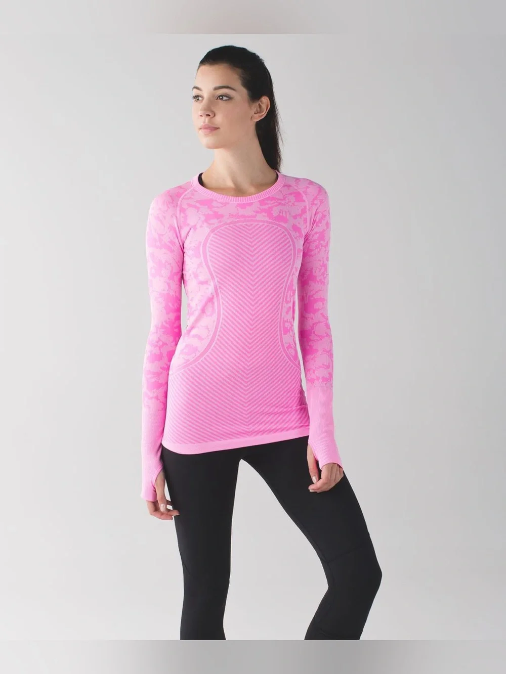 Lululemon Swiftly Tech Long Sleeve Crew Heathered Raspberry Glo Light Sz 6 A336